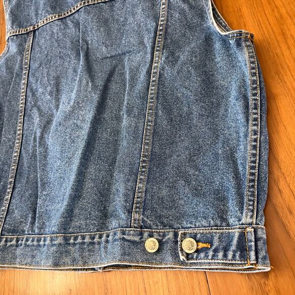Gitano Denim Vest Size L Vintage 90s Button Front Pockets Cotton - Picture 5 of 8